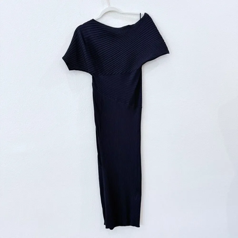 Diane Von Furstenberg Clara Sweaterdress Women's Size Small Navy Blue Slip Knee